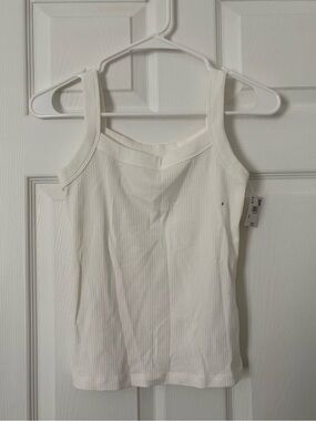 White rib knit tank top